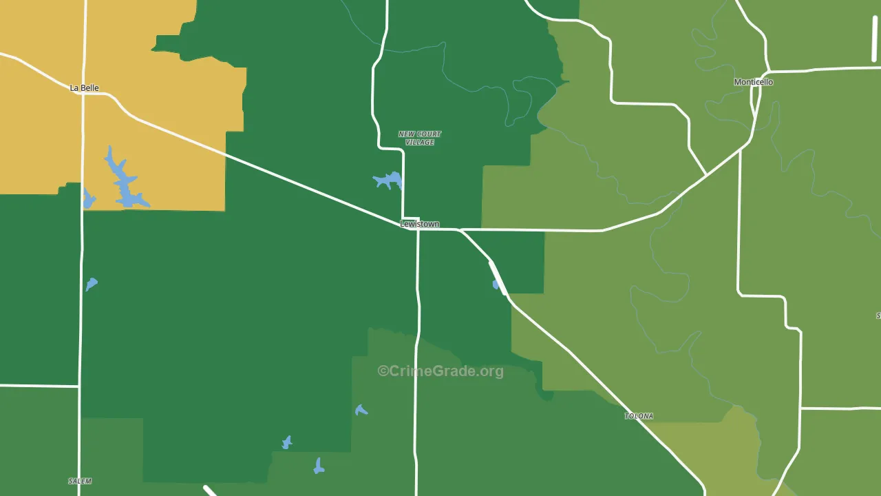 Lewistown, MO Map of Vehicle Theft Rates