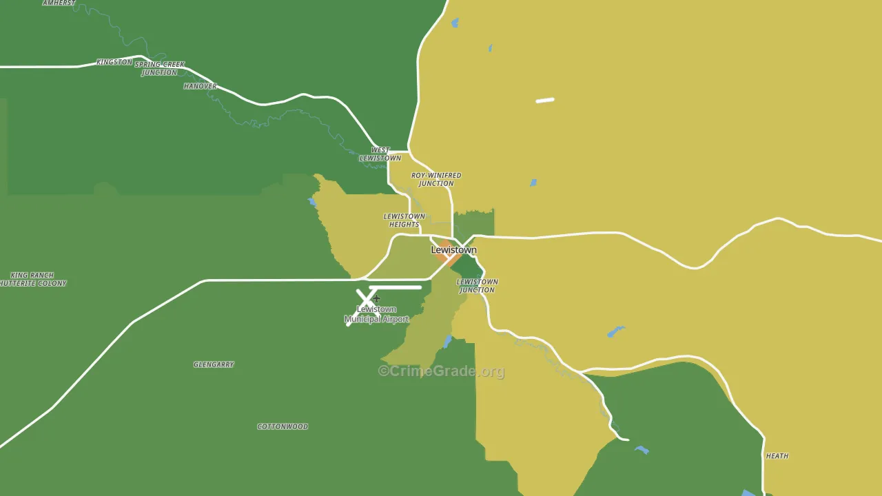 Lewistown, MT Map of Vehicle Theft Rates