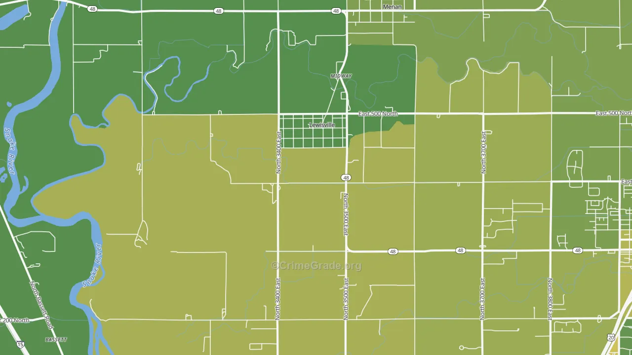 Lewisville, ID Map of Vehicle Theft Rates