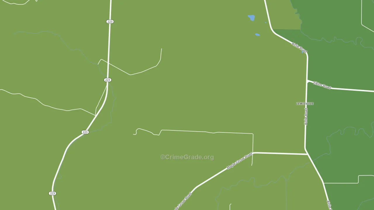 Lewisville, OR Map of Vehicle Theft Rates