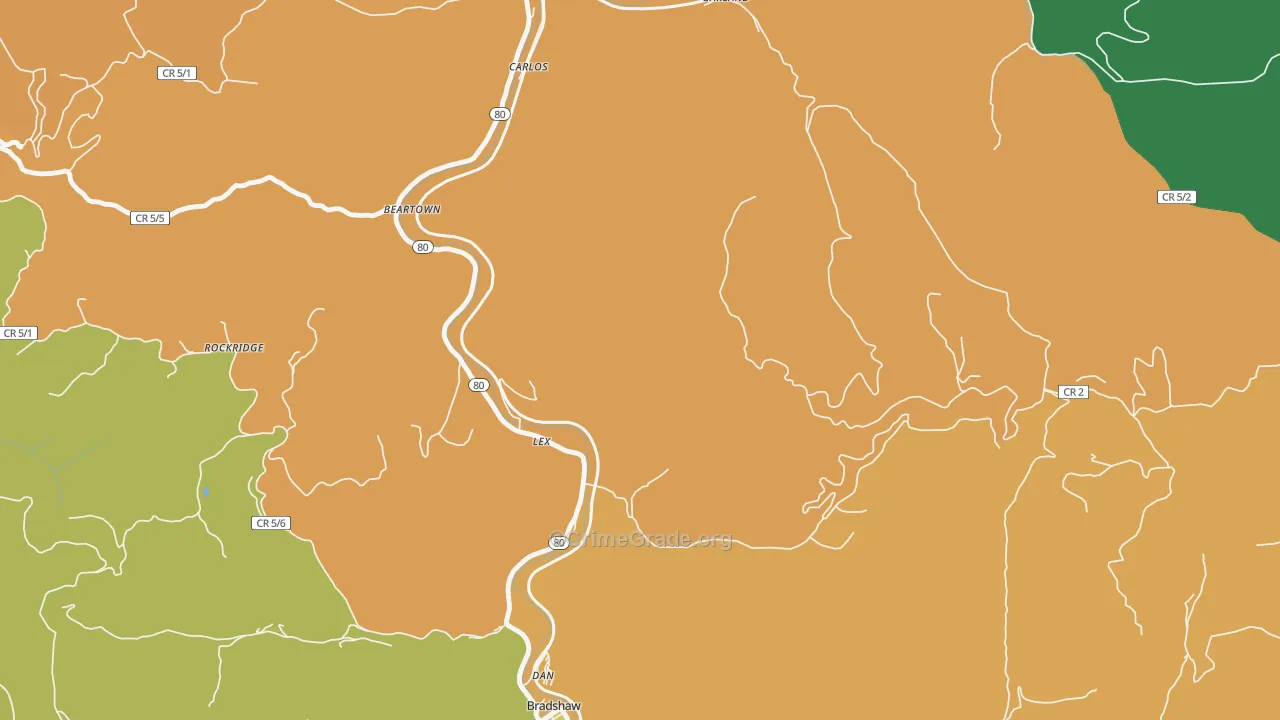 Lex, WV Map of Vehicle Theft Rates