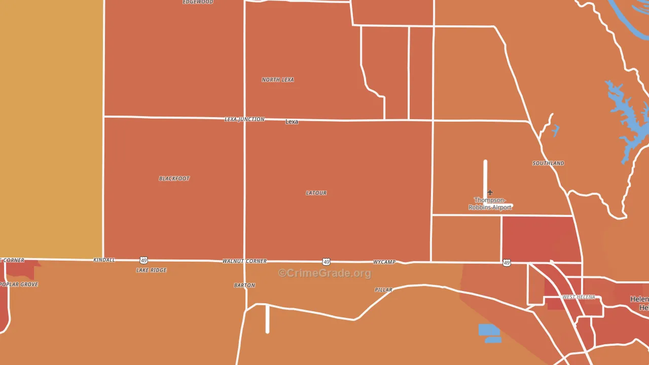 Lexa, AR Map of Vehicle Theft Rates