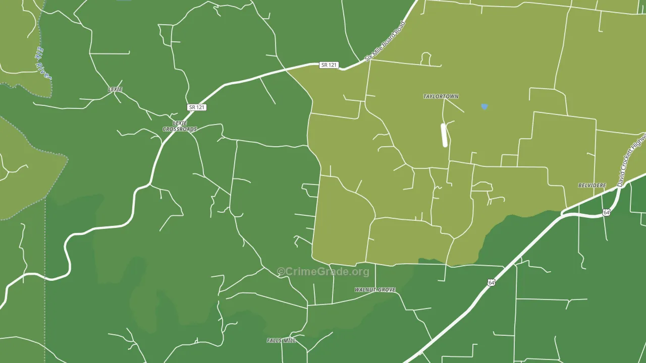 Lexie Crossroads, TN Map of Vehicle Theft Rates