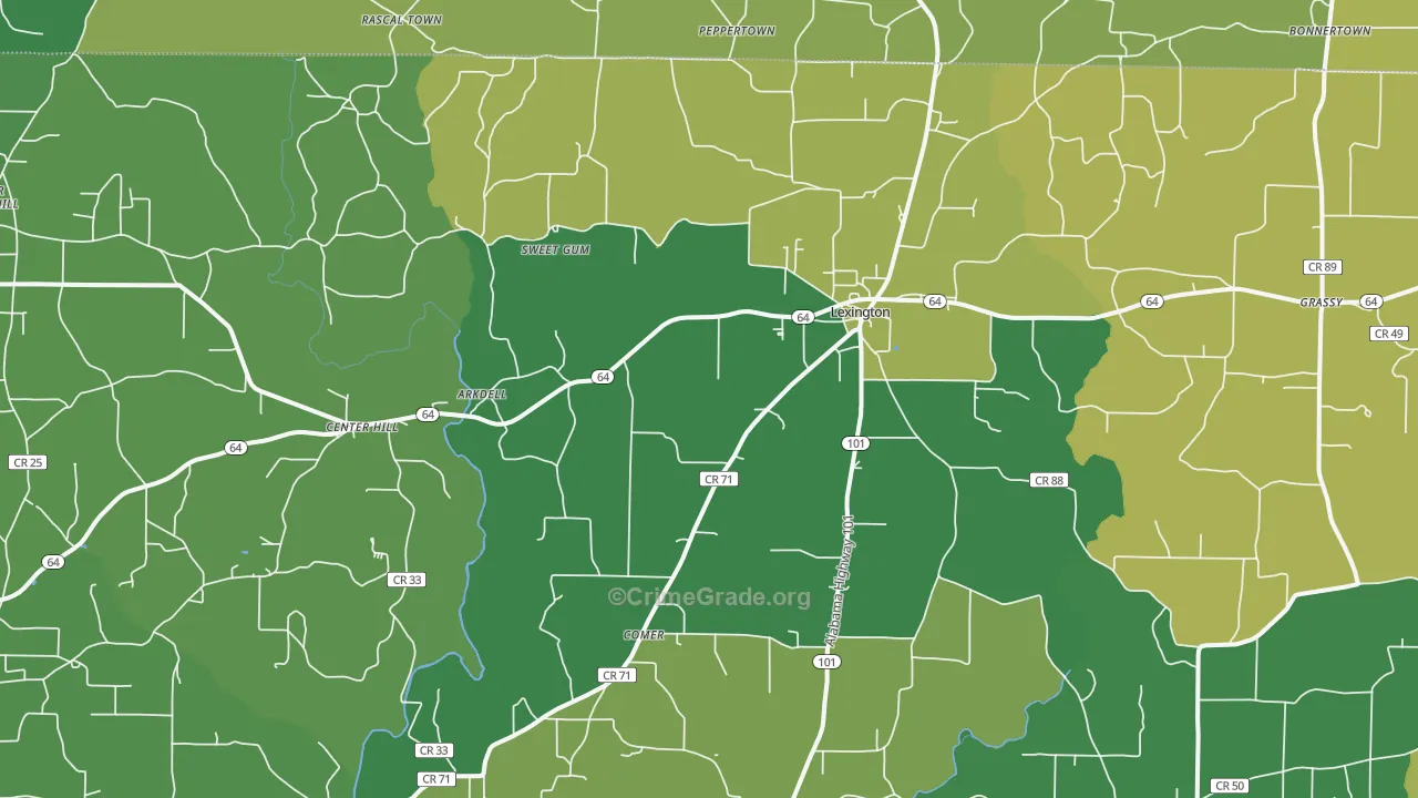 Lexington, AL Map of Vehicle Theft Rates
