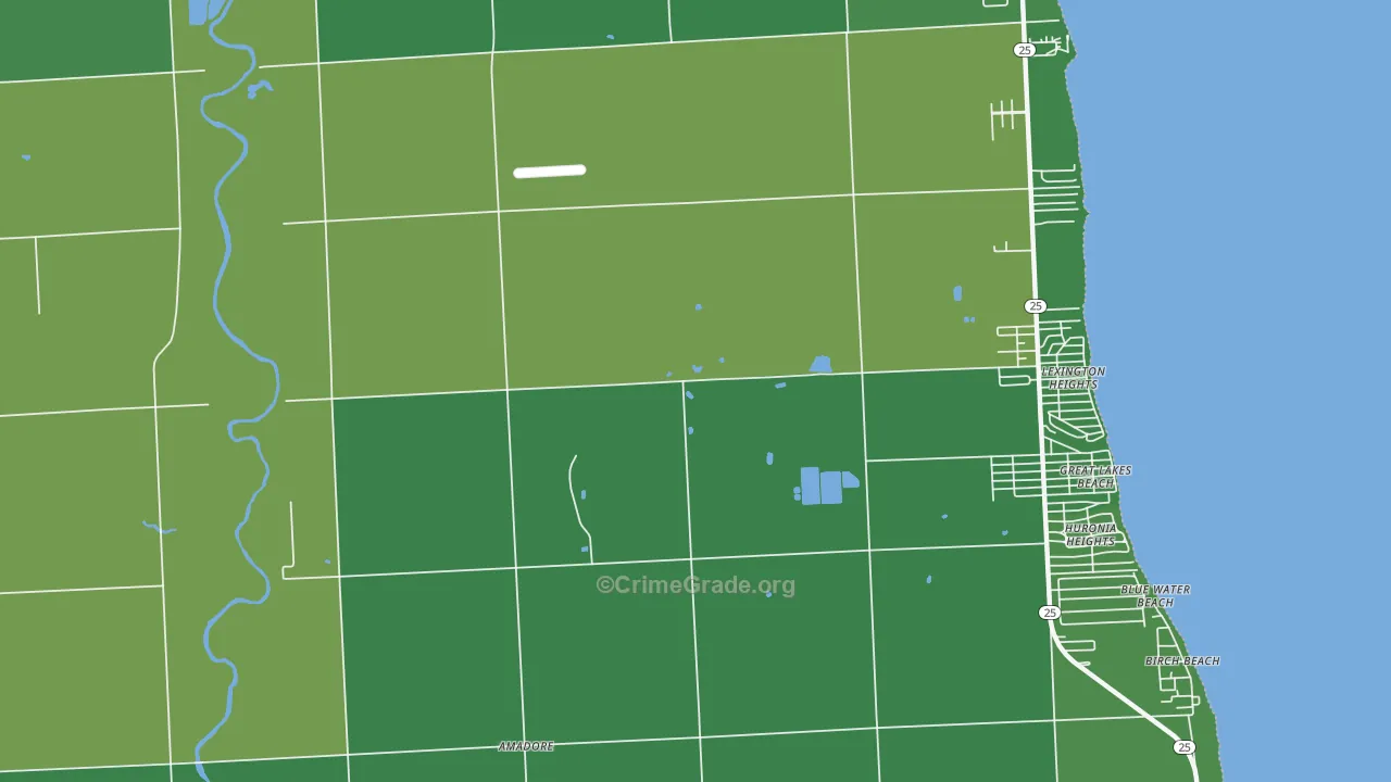 Lexington Heights, MI Map of Vehicle Theft Rates