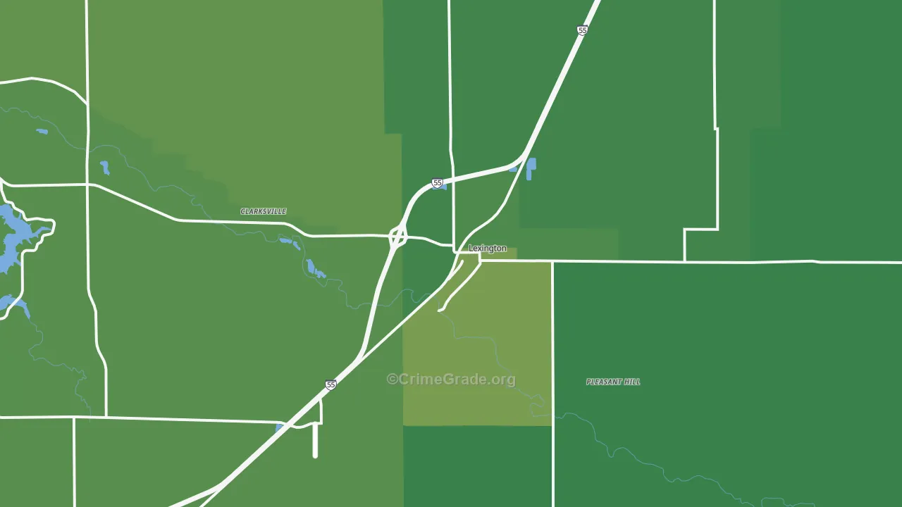 Lexington, IL Map of Vehicle Theft Rates