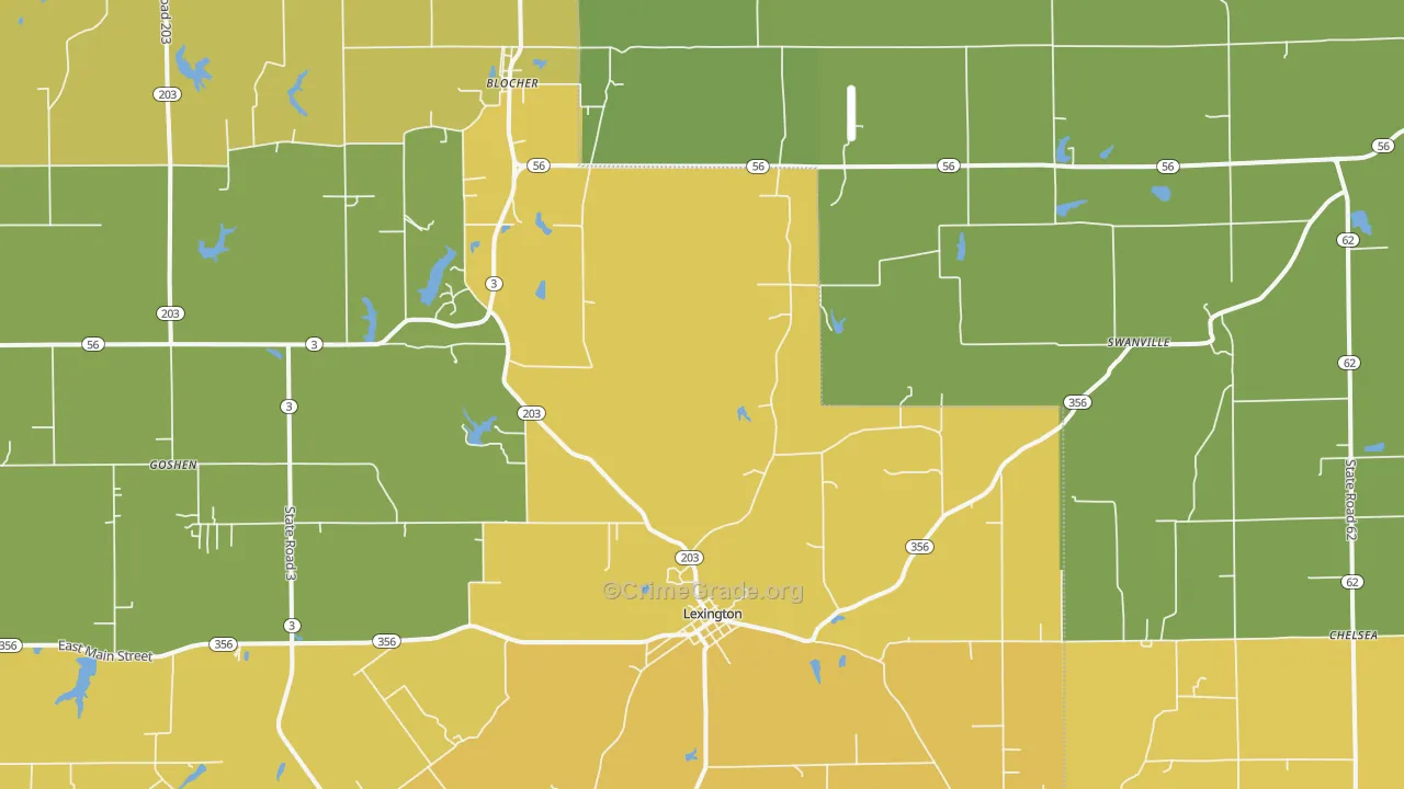 Lexington, IN Map of Vehicle Theft Rates