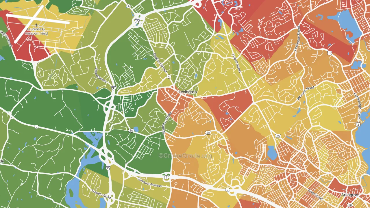 Lexington, MA Map of Vehicle Theft Rates