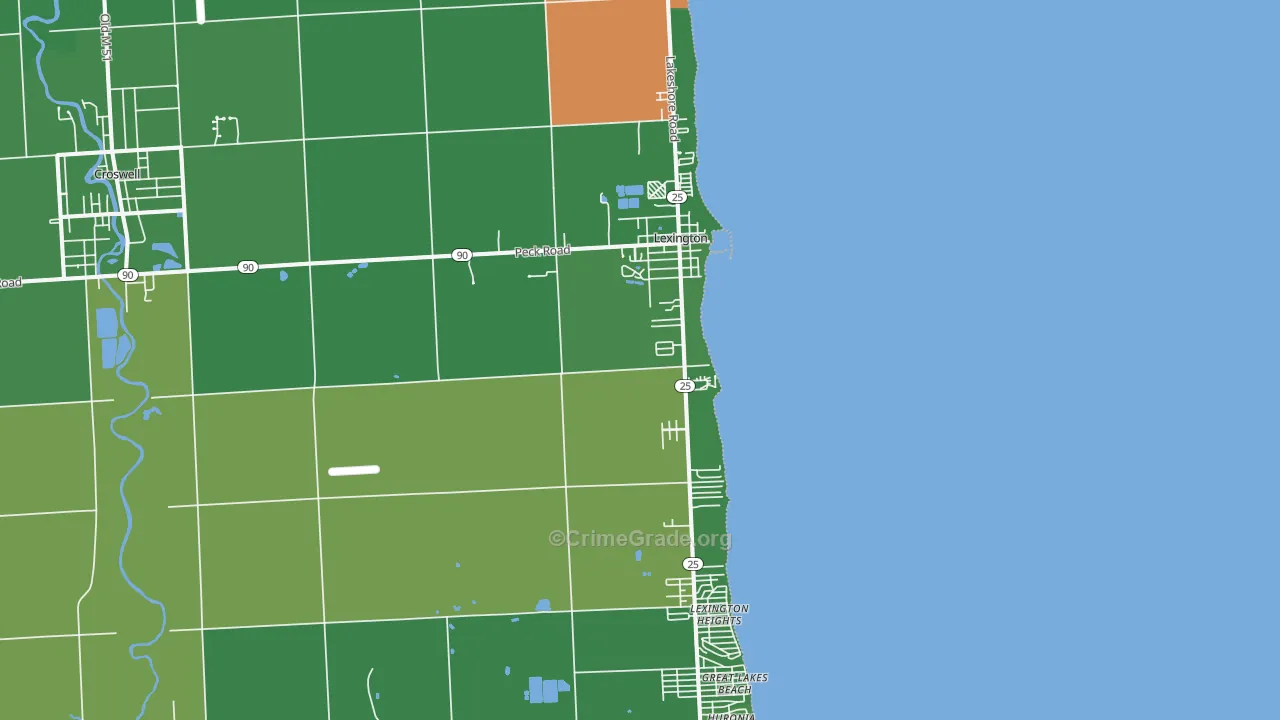 Lexington, MI Map of Vehicle Theft Rates