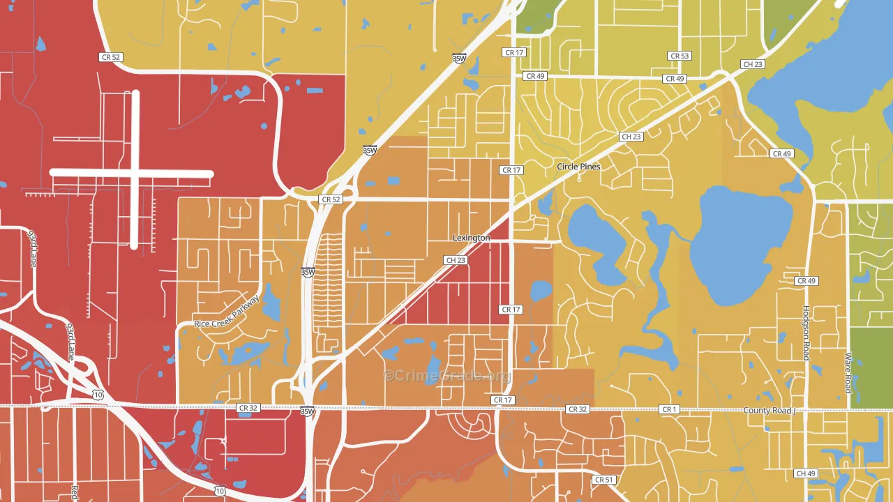 Lexington, MN Map of Vehicle Theft Rates