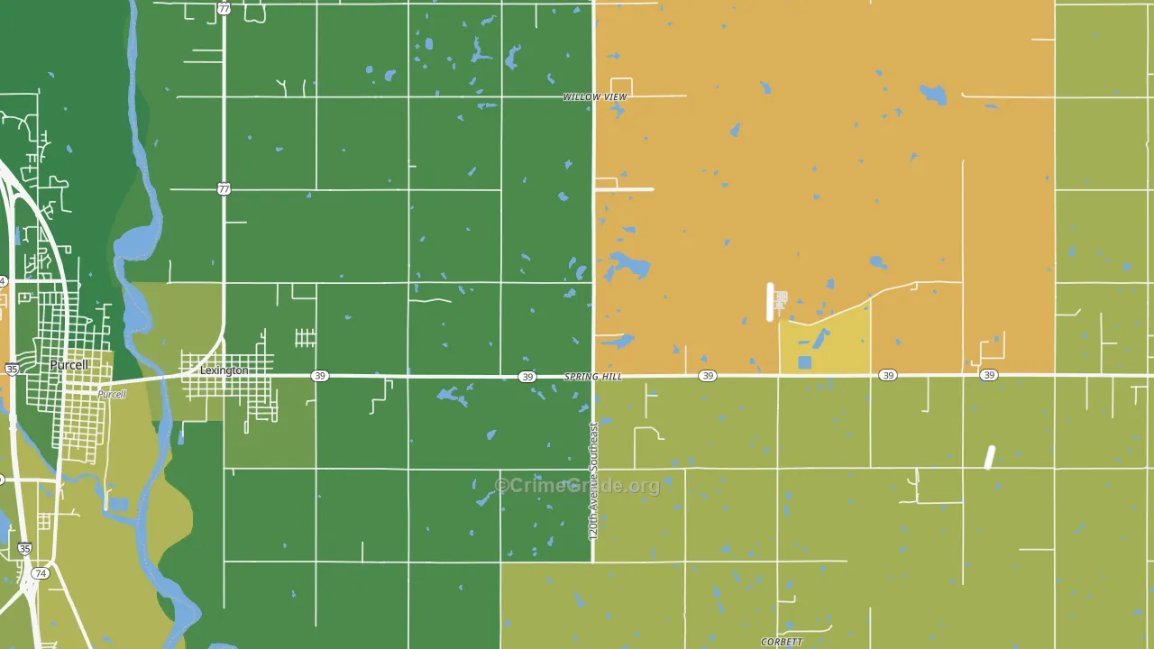 Lexington, OK Map of Vehicle Theft Rates