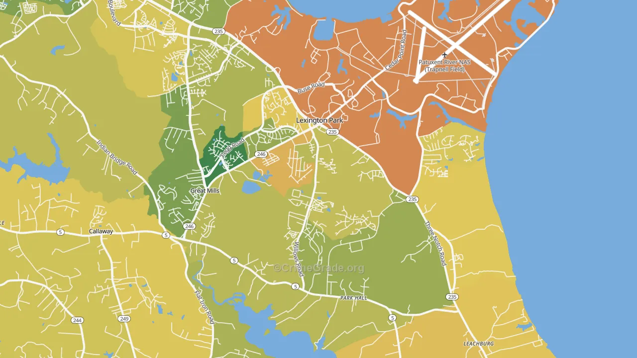Lexington Park, MD Map of Vehicle Theft Rates