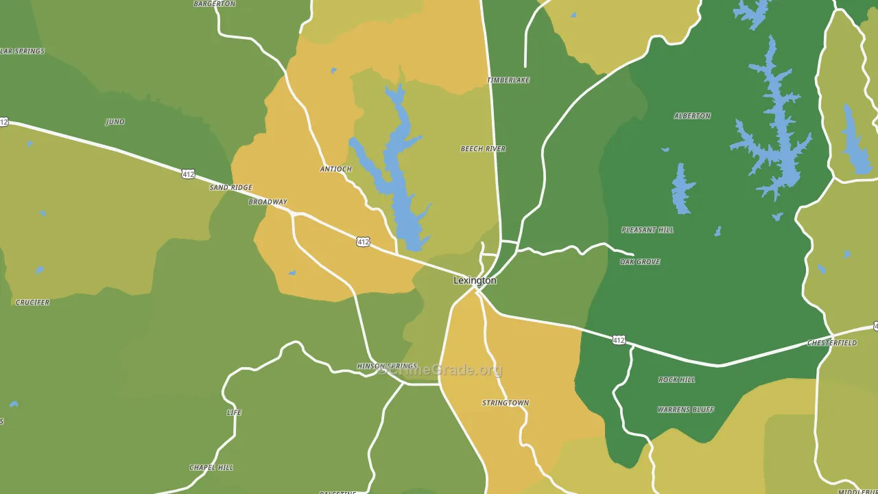 Lexington, TN Map of Vehicle Theft Rates
