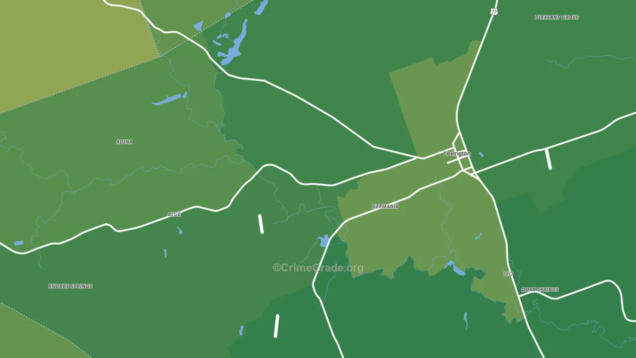 Lexington, TX Map of Vehicle Theft Rates