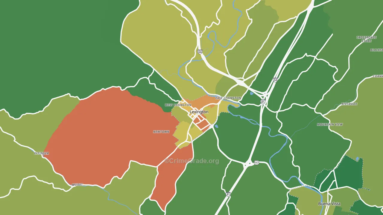 Lexington, VA Map of Vehicle Theft Rates