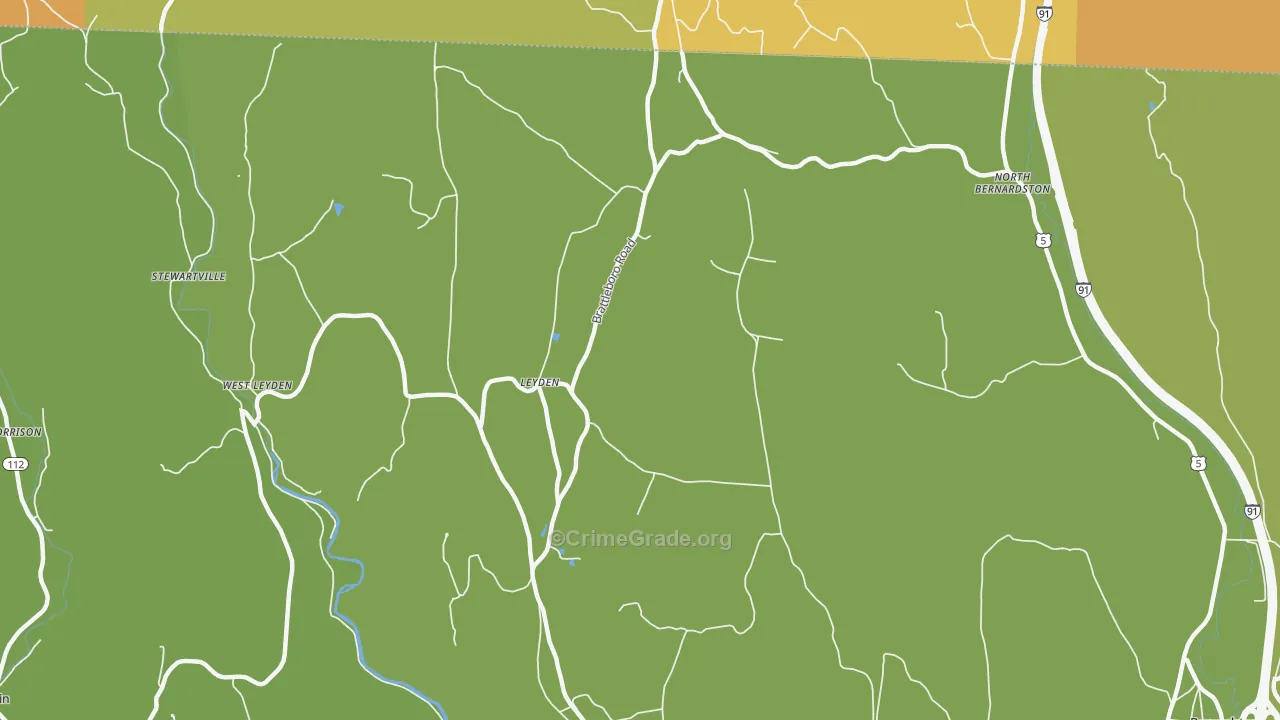 Leyden, MA Map of Vehicle Theft Rates