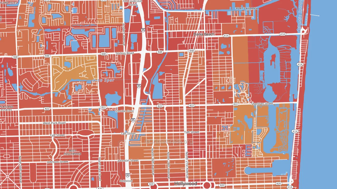 Liberia, Hollywood, FL Map of Vehicle Theft Rates