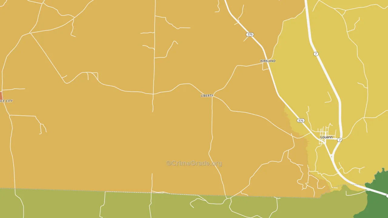 Liberty, AR Map of Vehicle Theft Rates