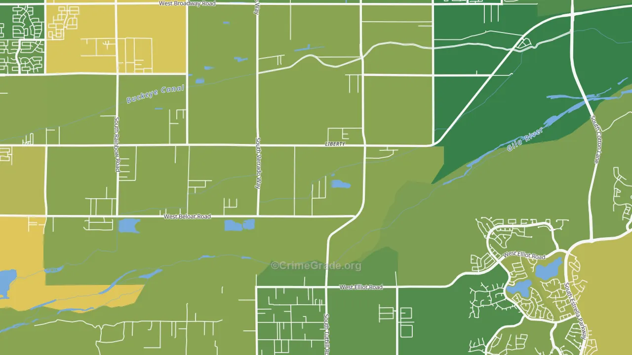 Liberty, AZ Map of Vehicle Theft Rates