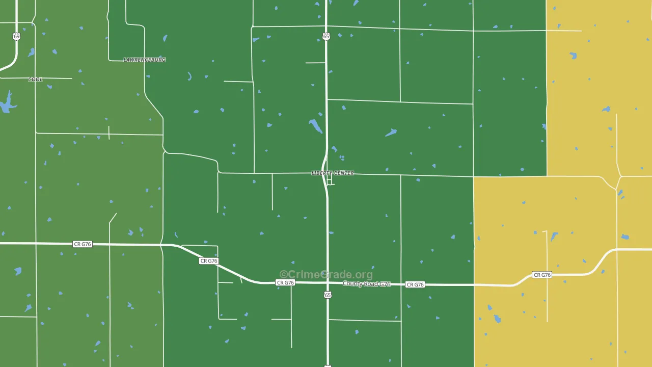 Liberty Center, IA Map of Vehicle Theft Rates