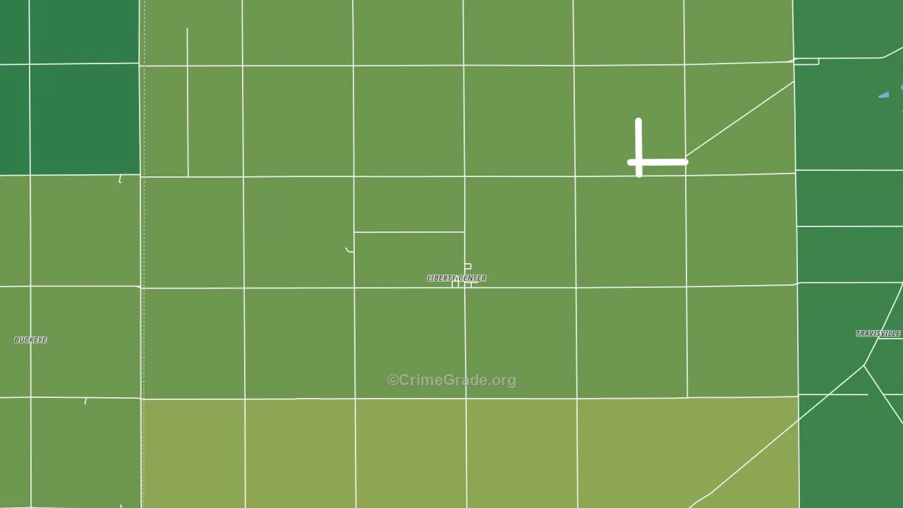 Liberty Center, IN Map of Vehicle Theft Rates