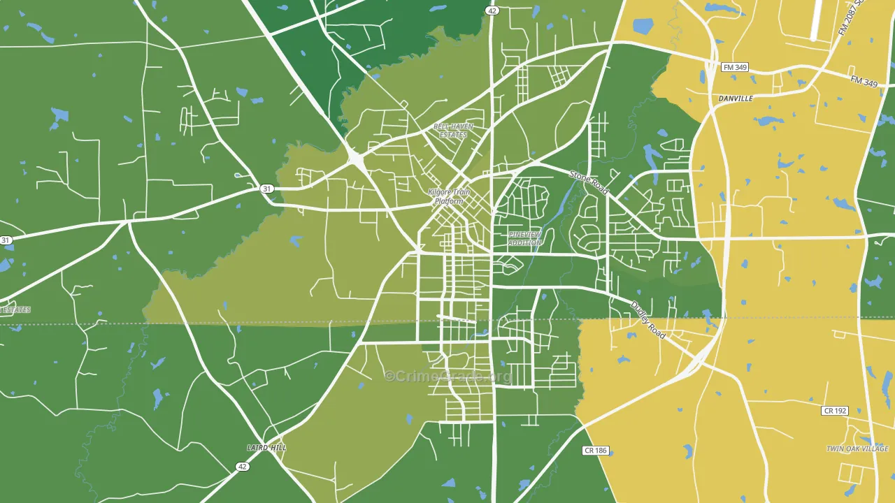 Liberty City, TX Map of Vehicle Theft Rates