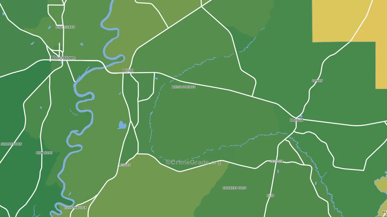 Liberty County, FL Map of Vehicle Theft Rates