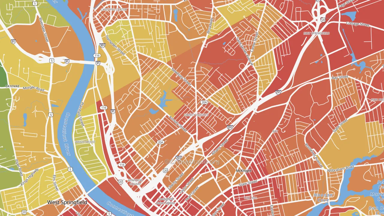 Liberty Heights, Springfield, MA Map of Vehicle Theft Rates