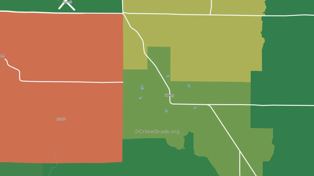 Liberty, IL Map of Vehicle Theft Rates