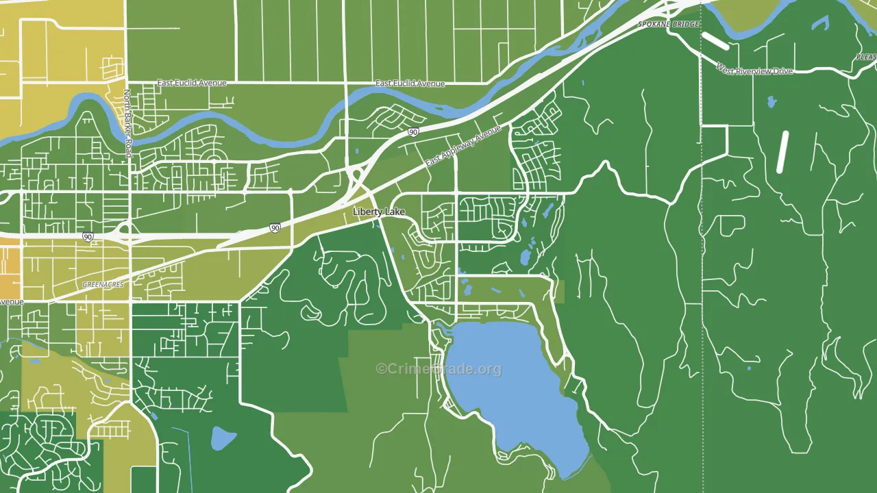 Liberty Lake, WA Map of Vehicle Theft Rates