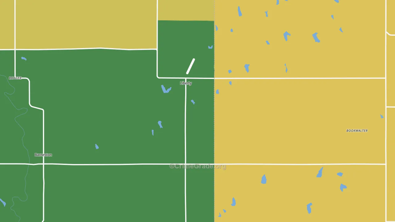 Liberty, NE Map of Vehicle Theft Rates