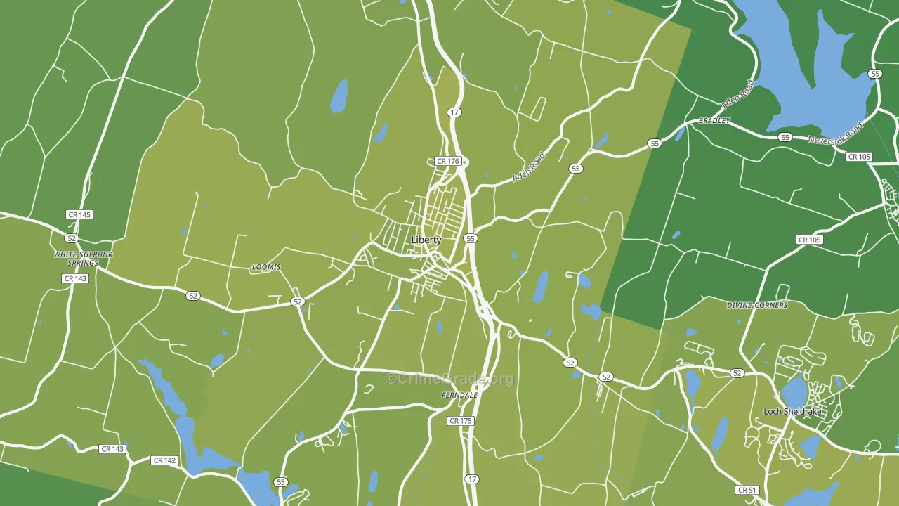 Liberty, NY Map of Vehicle Theft Rates
