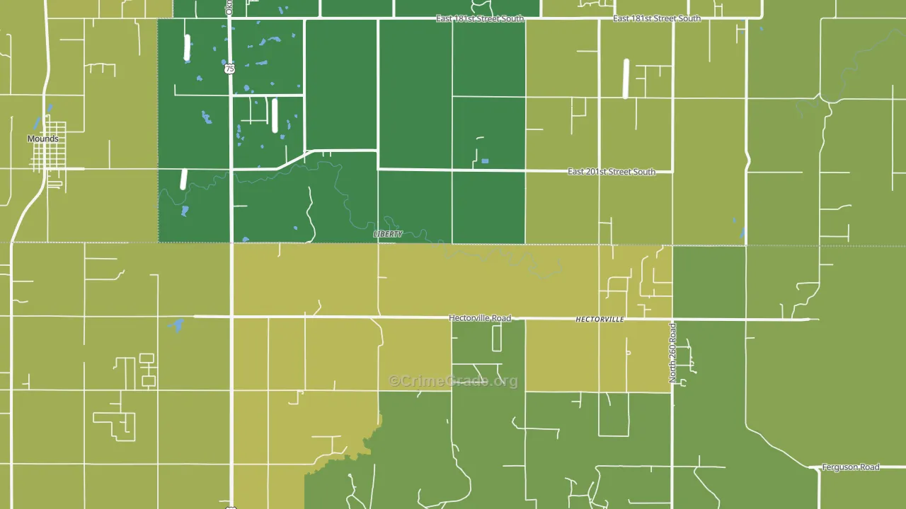 Liberty, OK Map of Vehicle Theft Rates