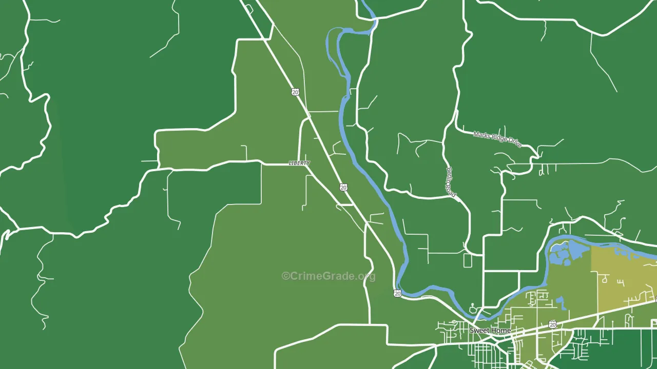Liberty, OR Map of Vehicle Theft Rates