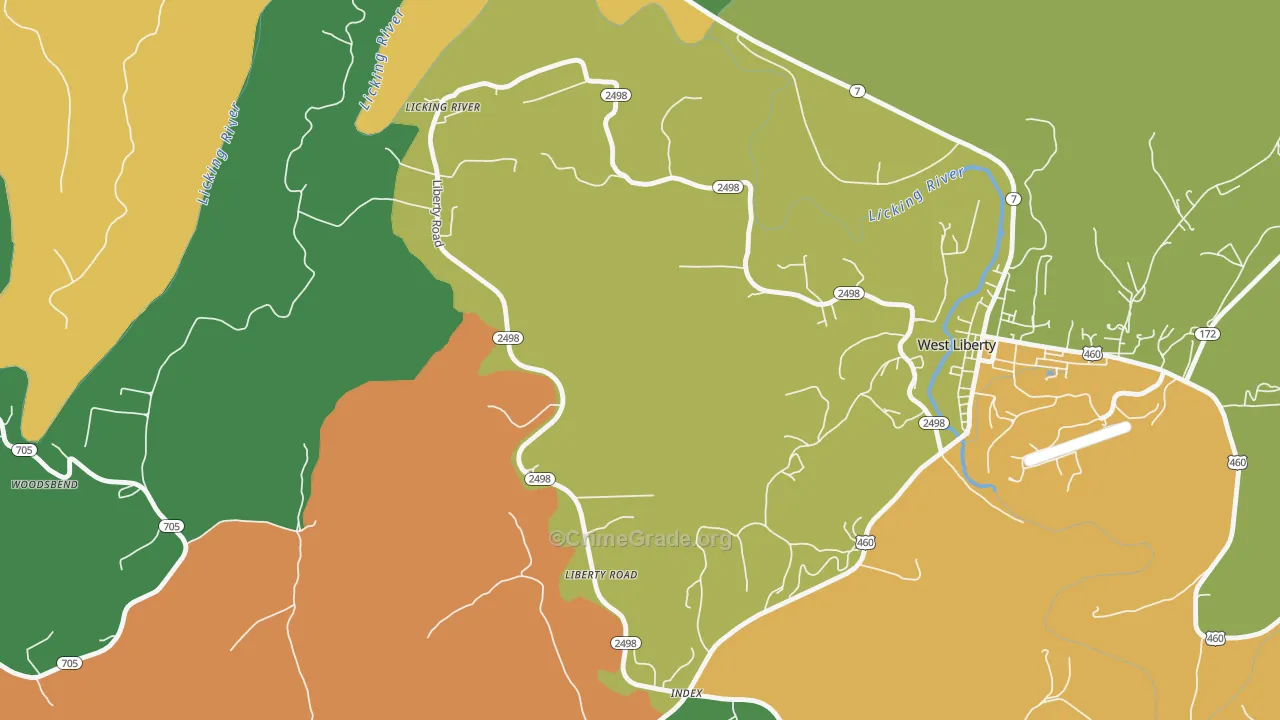 Liberty Road, KY Map of Vehicle Theft Rates