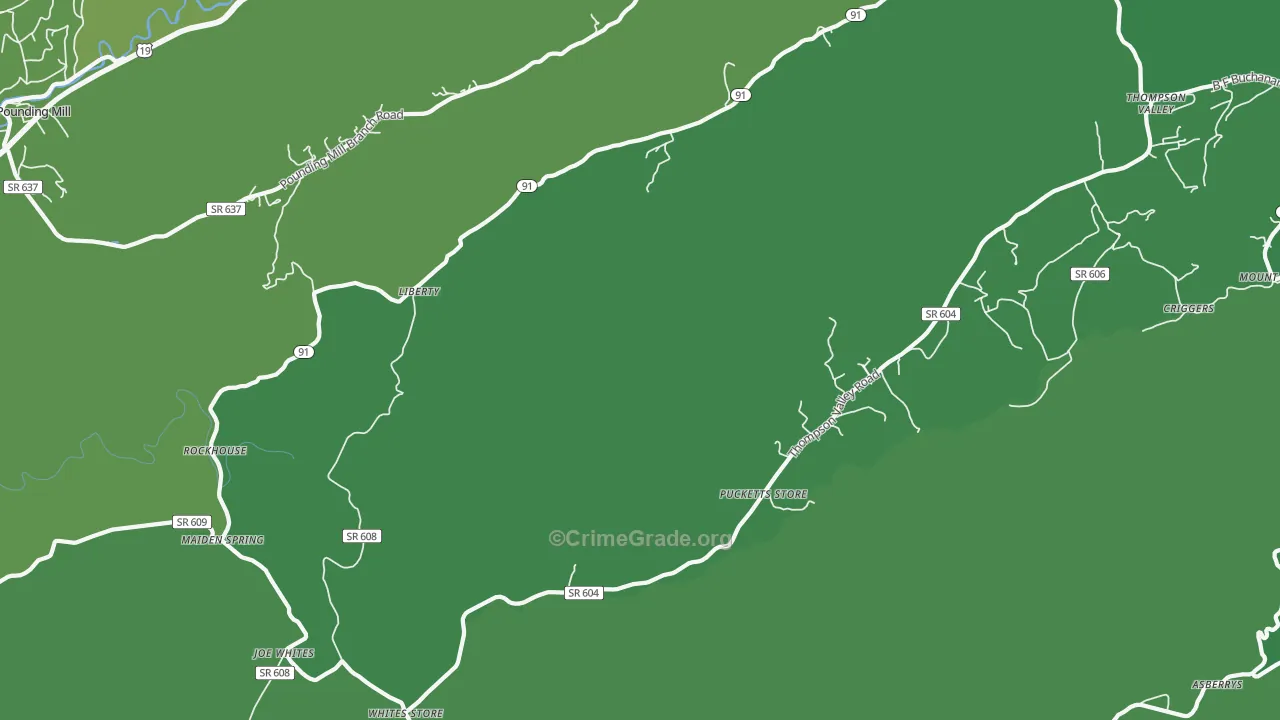 Liberty, VA Map of Vehicle Theft Rates