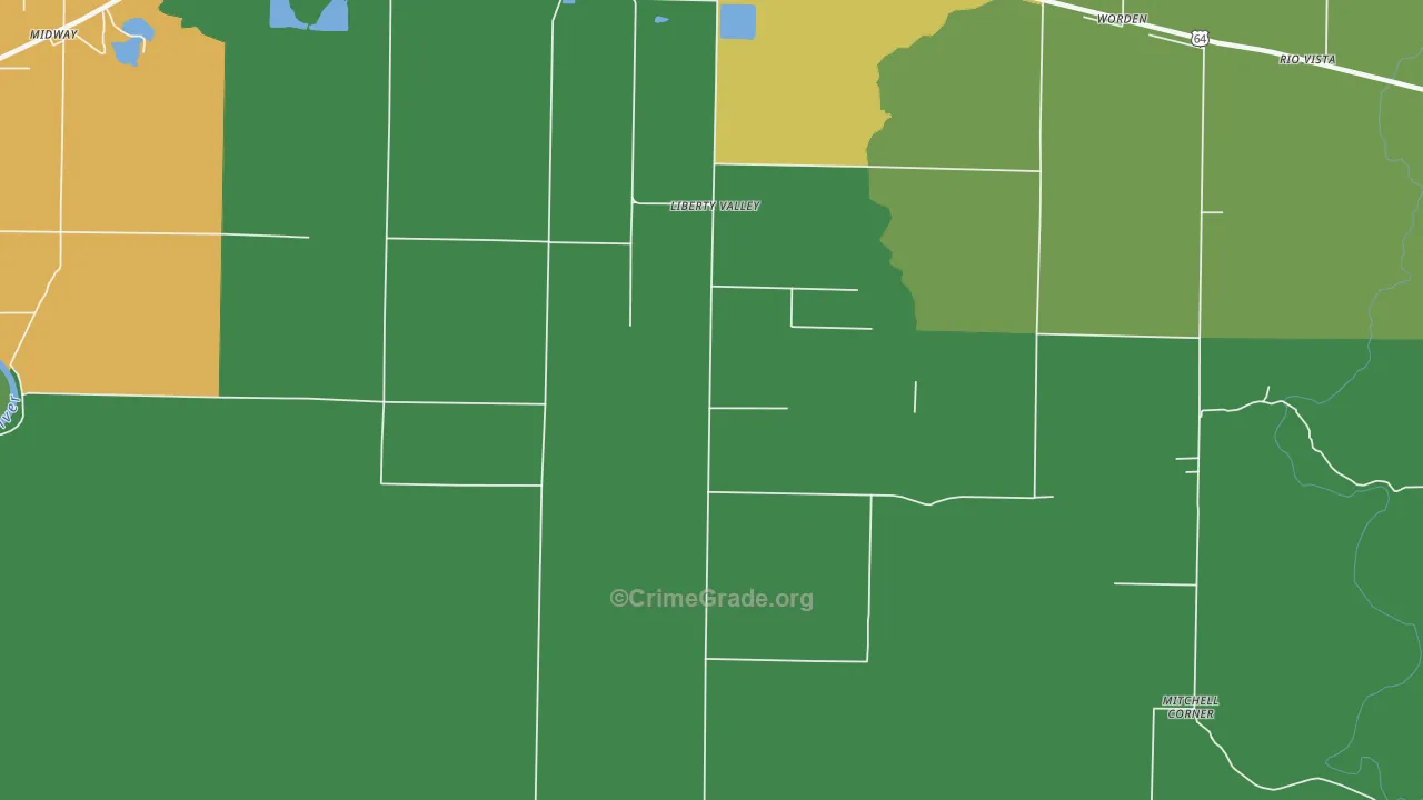 Liberty Valley, AR Map of Vehicle Theft Rates