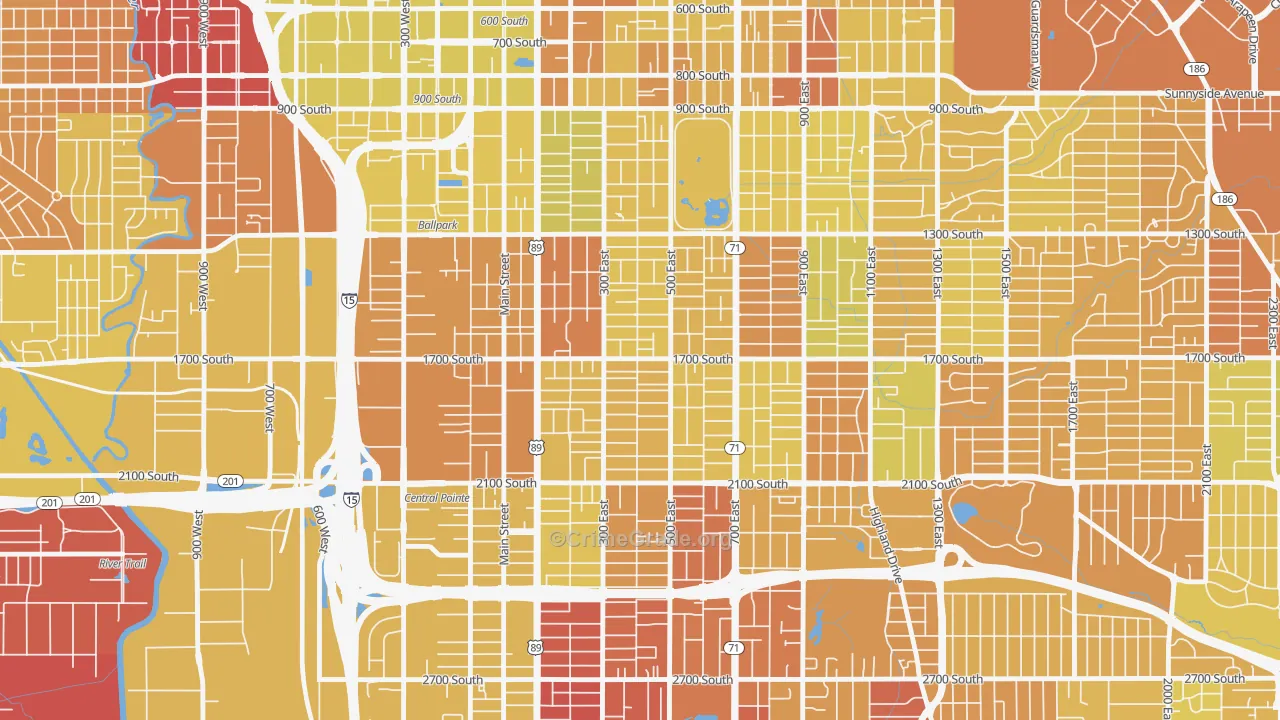 Liberty Wells, Salt Lake City, UT Map of Vehicle Theft Rates