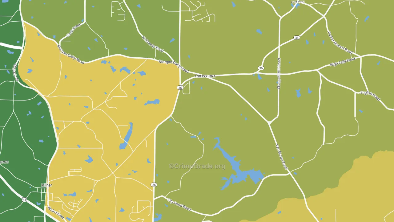 Libertyhill, GA Map of Vehicle Theft Rates