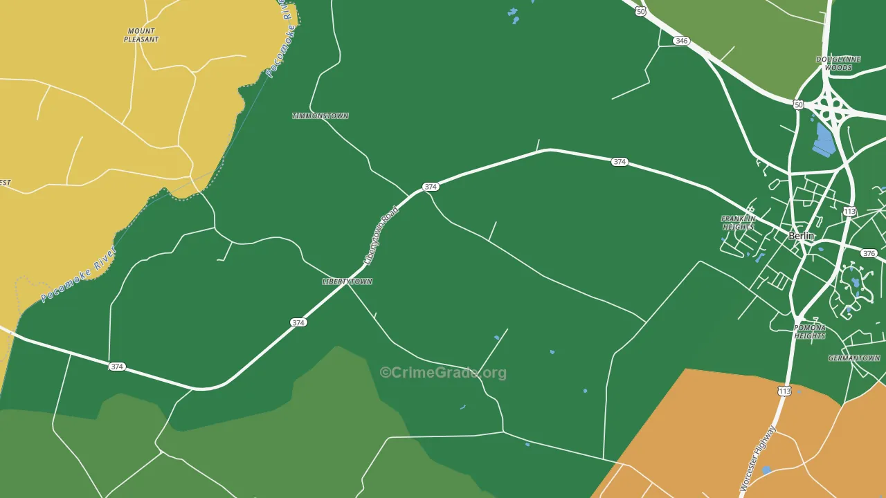 Libertytown, MD Map of Vehicle Theft Rates