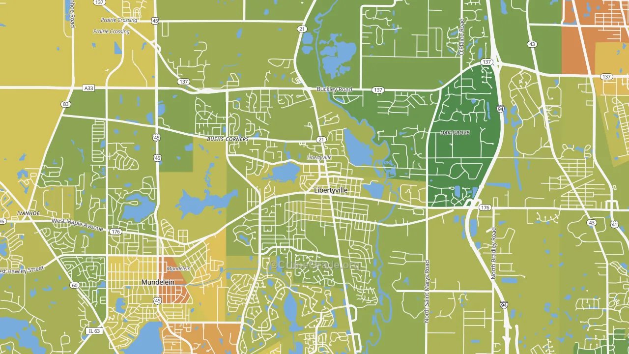 Libertyville, IL Map of Vehicle Theft Rates