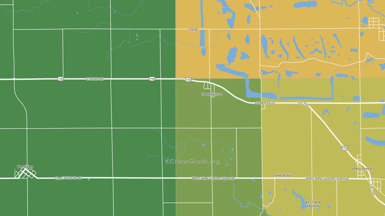 Libertyville, IN Map of Vehicle Theft Rates