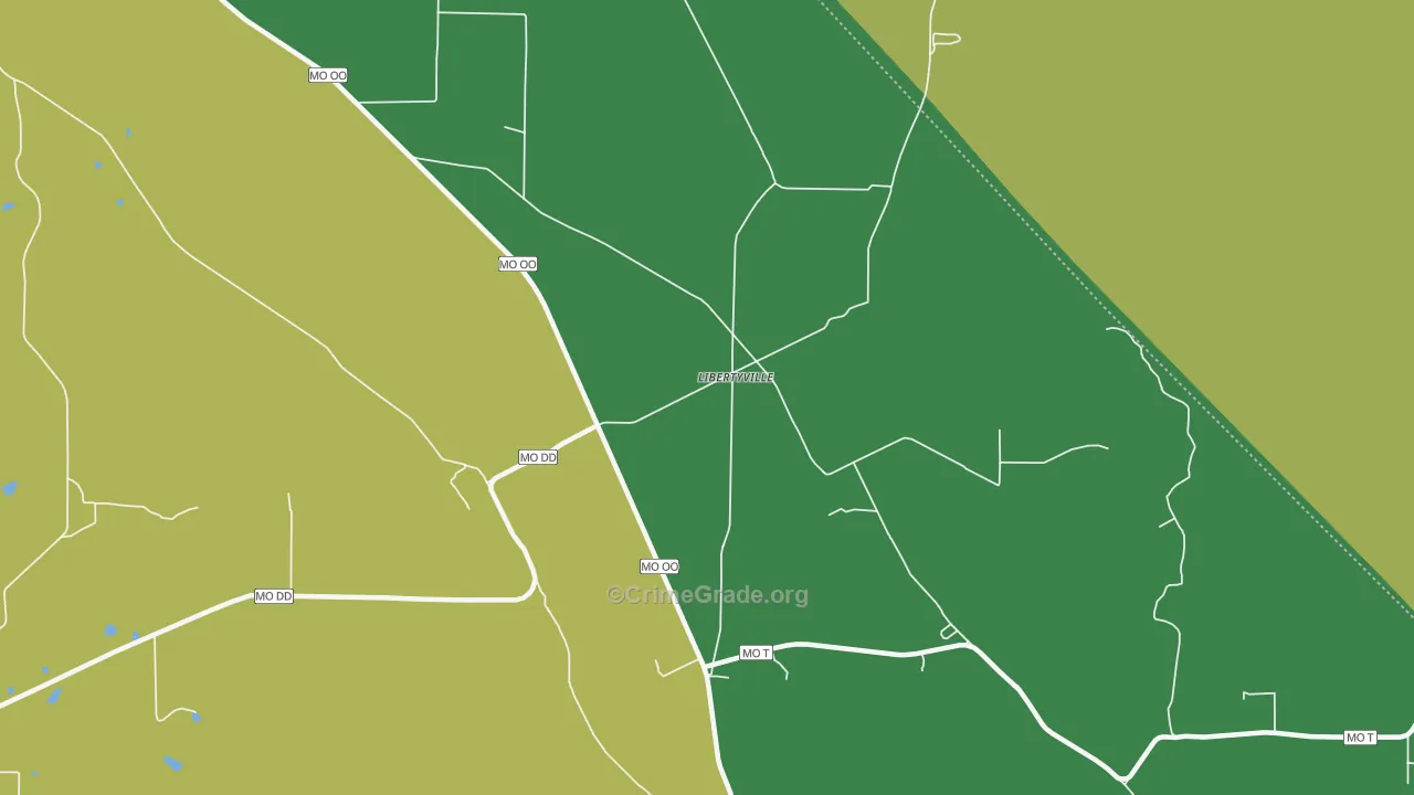 Libertyville, MO Map of Vehicle Theft Rates