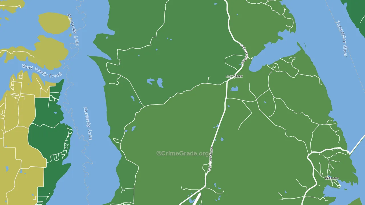 Lick Creek, TN Map of Vehicle Theft Rates