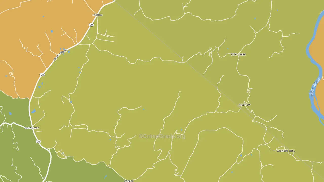 Lick Creek, WV Map of Vehicle Theft Rates