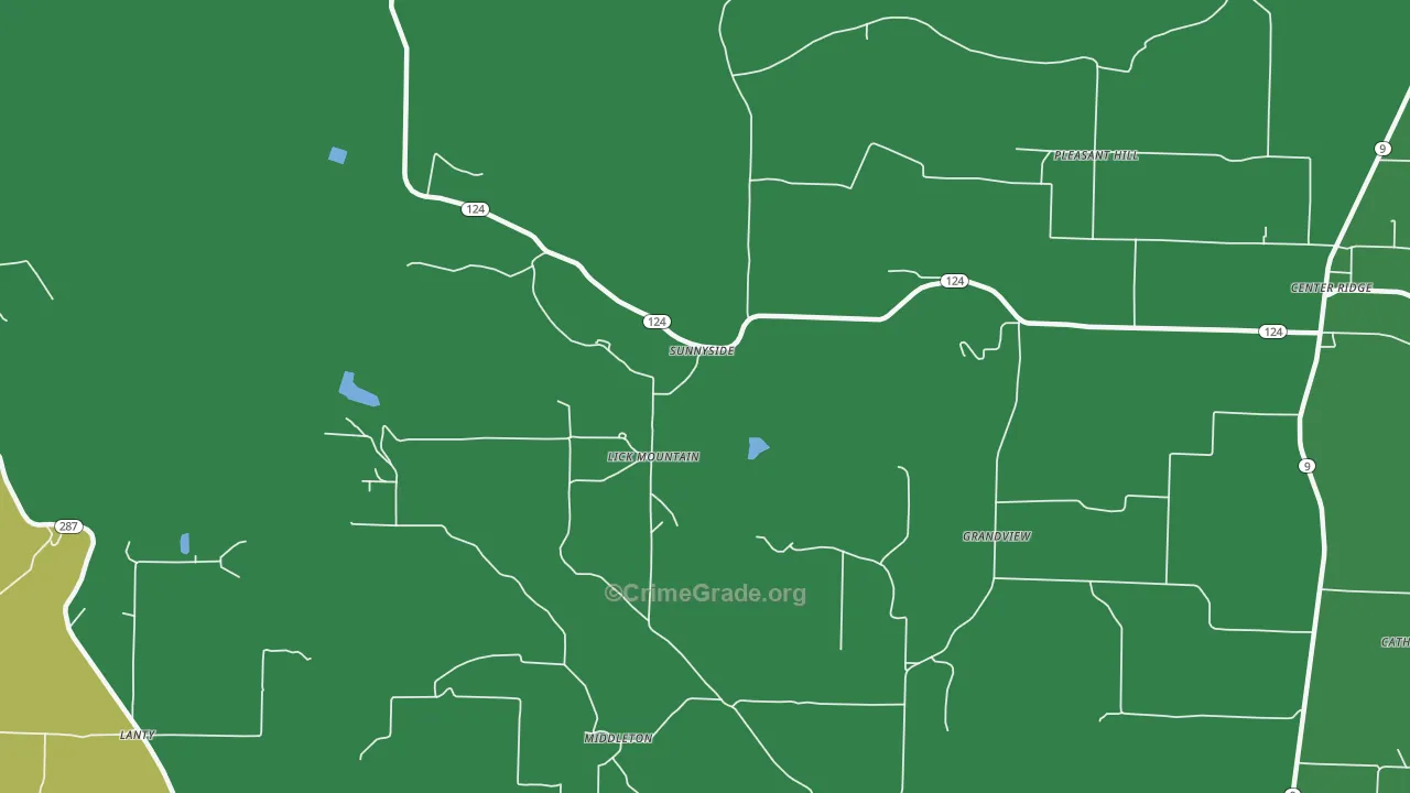 Lick Mountain, AR Map of Vehicle Theft Rates