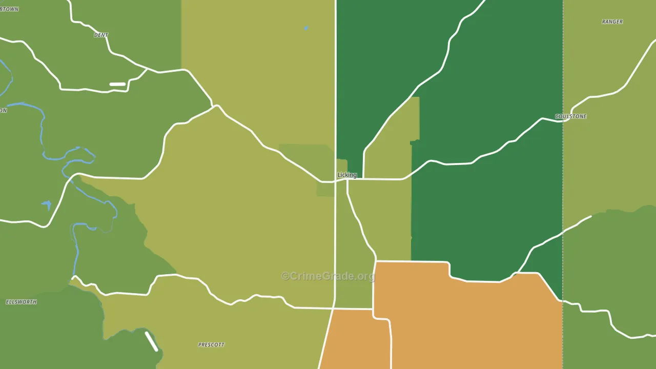 Licking, MO Map of Vehicle Theft Rates