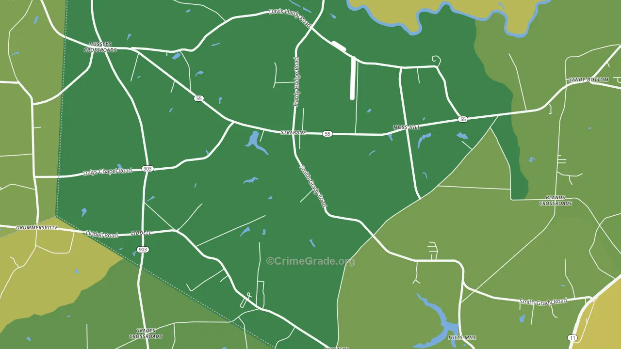 Liddell, NC Map of Vehicle Theft Rates