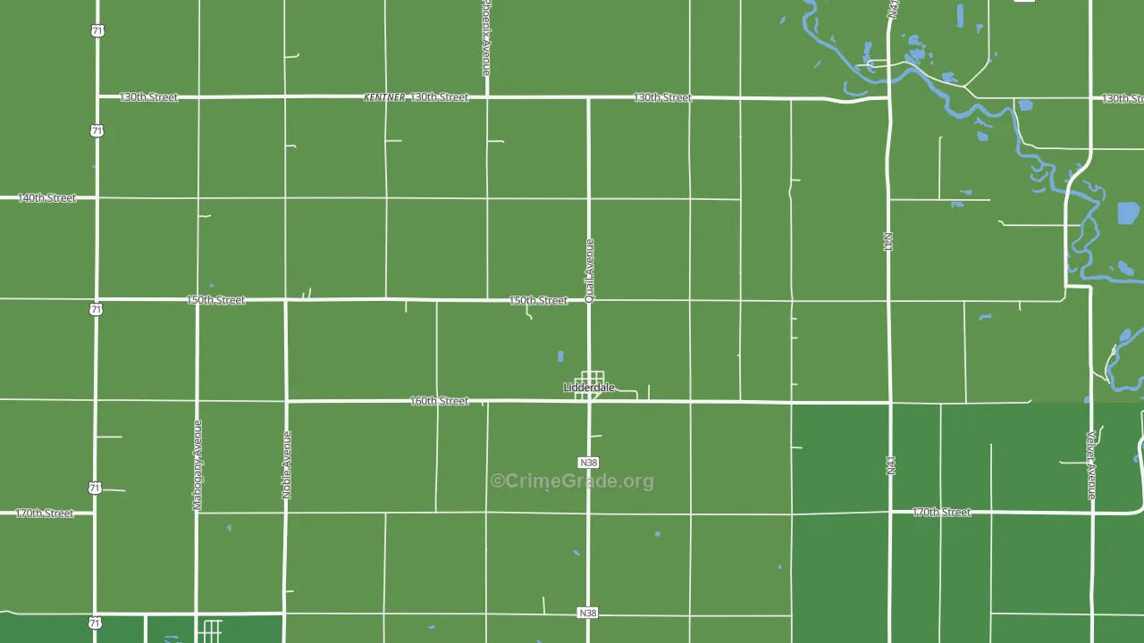 Lidderdale, IA Map of Vehicle Theft Rates