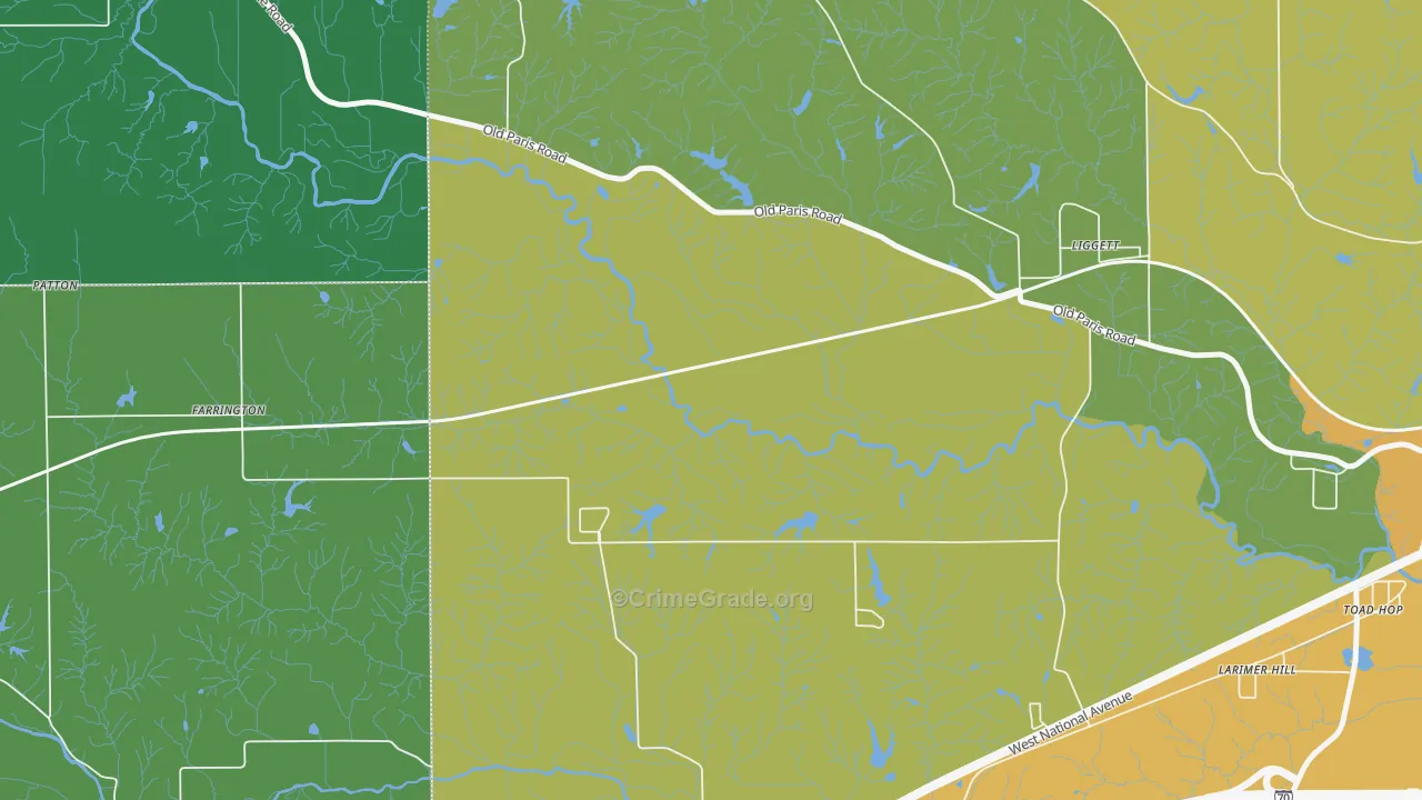 Liggett, IN Map of Vehicle Theft Rates